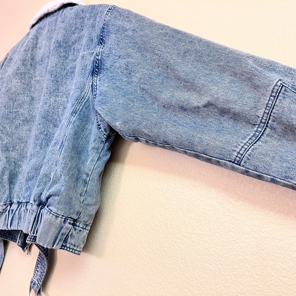 WOMENS SHERPA LINED DENIM / JEAN CROP JACKET - Picture 11 of 11